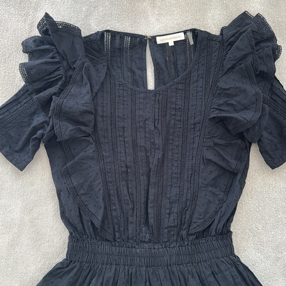 LoveShackFancy Black Ruffled Dress, size S - Picture 2 of 5